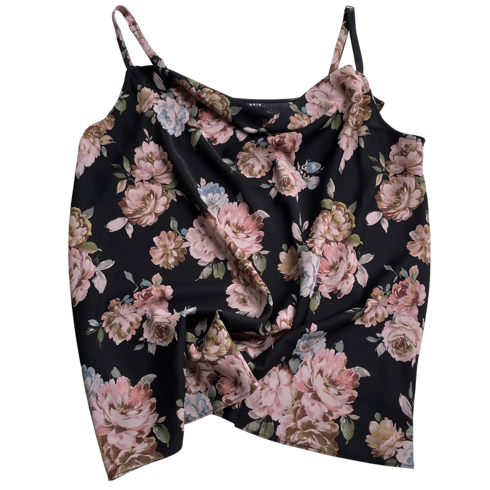 Torrid Floral Cowl Neck Cami Top 00 L Black Pink Cottagecore Romantic Whimsigoth